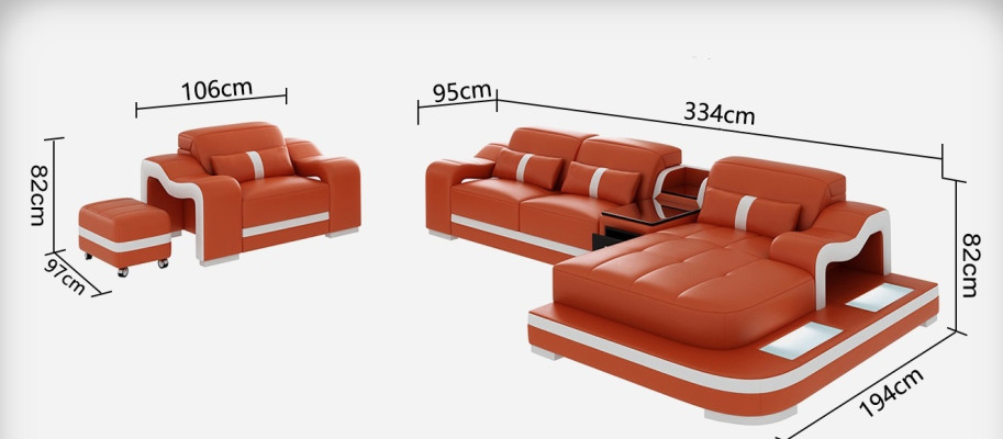 Skórzana sofa kanapa Żywy krajobraz Narożnik kanapa Narożnik Ustawić Design Modern Sofa G8027E