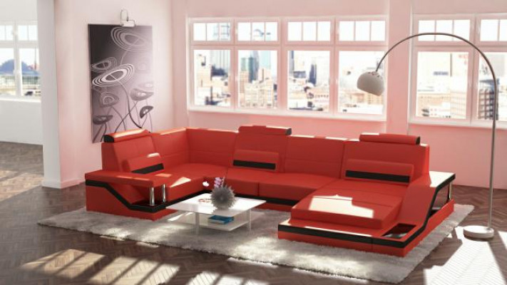 Żywy krajobraz Kanapa Narożnik Narożnikowa kanapa Ustaw Włókienniczy Materiał Skóra Sofy Sofa z USB