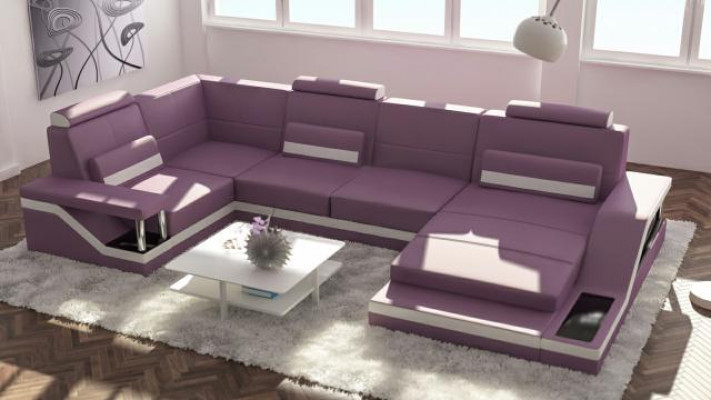 Żywy krajobraz Kanapa Narożnik Narożnikowa kanapa Ustaw Włókienniczy Materiał Skóra Sofy Sofa z USB