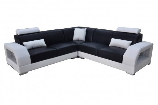 XXL Narożnikowa kanapa + USB,Skóra Żywy krajobraz Ustawić Design Nowoczesna Sofa w kształcie litery L G8001B