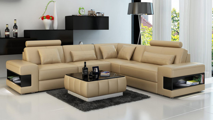 Skórzana sofa z USB Żywy krajobraz Narożnikowa kanapa Narożnik Ustaw Design Nowoczesna Sofa L6014B