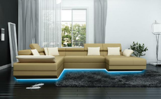 Skórzana sofa sofa kanapa Podkładka Narożnik Ustawić Żywy krajobraz XXL Duża Narożnikowa kanapa 2719D