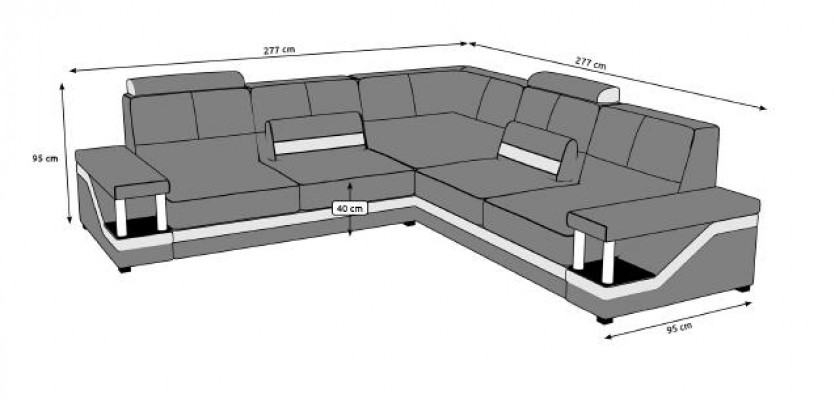 Sofa Skórzana Narożnik Sofa + Plakat USB Zestaw narożny Sofy Materiał Skóra Ustawić Nowość