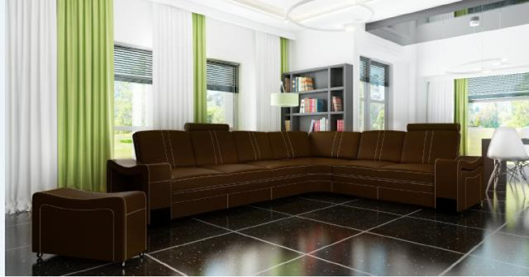 Skóra NAROŻNIK Ustawić wykonane na miarę USB SKÓRZANA SOFA XXL Żywy krajobraz Nowy