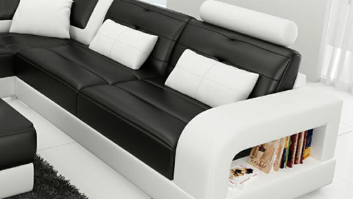 SOFA SKÓRZANA SOFA z USB, Narożnikowa kanapa „H2209” Zestaw sofowy DESIGNER COUCH wykonany na miarę