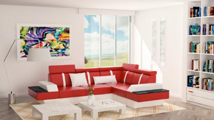 Projektant Żywy krajobrazu Narożnik Nowa Kanapa Sofa Podkładka Sofa Skórzana + USB, Ustawić