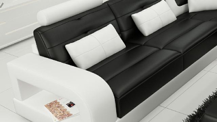 SKÓRZANA SOFA SOFA NAROŻNIK USB Zestaw sofowy DESIGN COUCH Żywy krajobraz do Wymiar