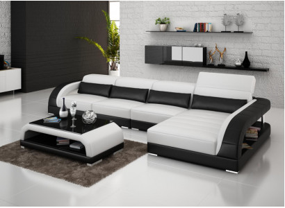 Skórzana sofa z USB,Żywy krajobrazu Narożnikowa kanapa Narożnik Ustaw Design Nowoczesna Sofa G8016C