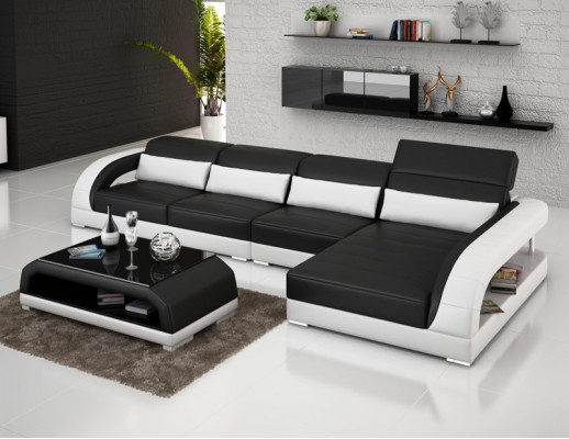 Skórzana sofa z USB,Żywy krajobrazu Narożnikowa kanapa Narożnik Ustaw Design Nowoczesna Sofa G8016C