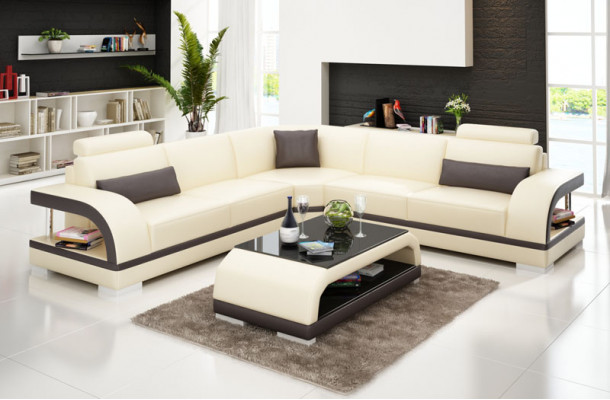 Skórzana sofa na USB, Żywy krajobraz Narożnikowa kanapa Narożnik Ustaw Design Modern Sofa G8011B