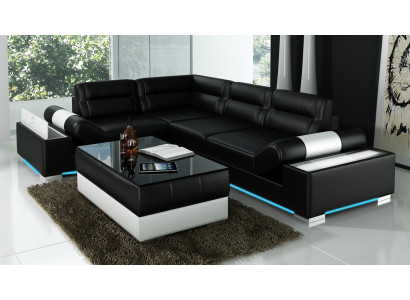 Skórzana sofa sofa USB Żywy krajobraz Narożnikowa kanapa Ustawić Couch Design Ustawić L6001B