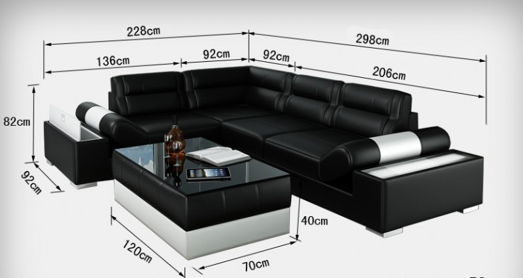 Skórzana sofa sofa USB Żywy krajobraz Narożnikowa kanapa Ustawić Couch Design Ustawić L6001B