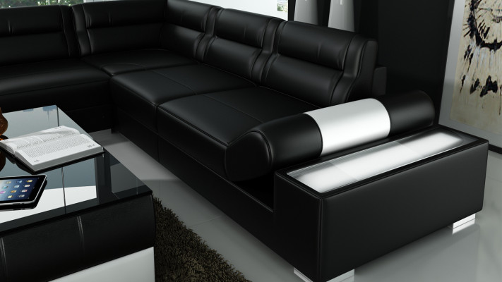 Skórzana sofa sofa USB Żywy krajobraz Narożnikowa kanapa Ustawić Couch Design Ustawić L6001B