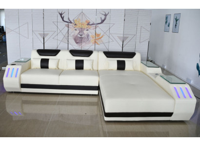 Miękka Narożnikowa kanapa do salonu, skórzana sofa narożna, nowoczesna sofa w kształcie litery L