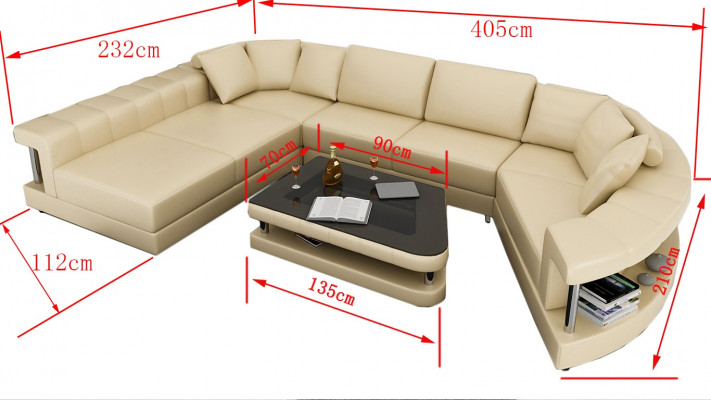 Sofa skórzana sofa kanapa Żywy krajobraz Narożnikowa kanapa Narożnik Ustawić Design Modern