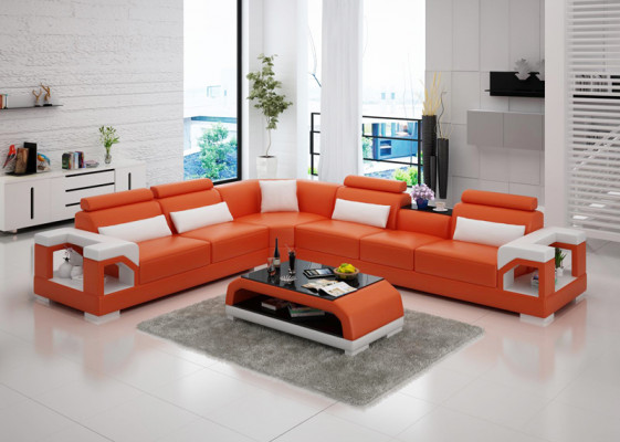 Sofa Sofa skórzana Sofa Żywy krajobraz Narożnik Narożnikowa kanapa Modern Design Ustawić
