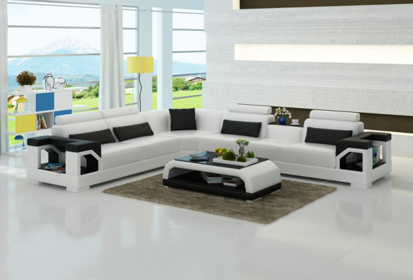 Sofa Sofa skórzana Sofa Żywy krajobraz Narożnik Narożnikowa kanapa Modern Design Ustawić