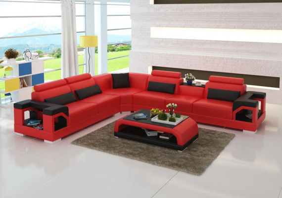 Sofa Sofa skórzana Sofa Żywy krajobraz Narożnik Narożnikowa kanapa Modern Design Ustawić