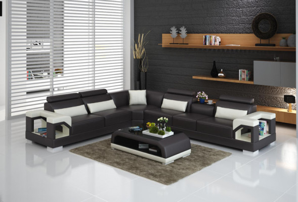 Sofa Sofa skórzana Sofa Żywy krajobraz Narożnik Narożnikowa kanapa Modern Design Ustawić