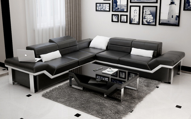 Skórzana sofa sofa kanapa Żywy krajobraz Narożnikowa kanapa Ustaw Design Modern Sofa K5007B