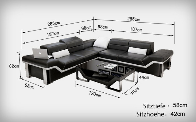 Skórzana sofa sofa kanapa Żywy krajobraz Narożnikowa kanapa Ustaw Design Modern Sofa K5007B