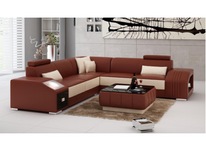 Skórzana sofa z USB Żywy krajobraz Narożnikowa kanapa Narożnik Ustaw Design Modern Sofa L6003B