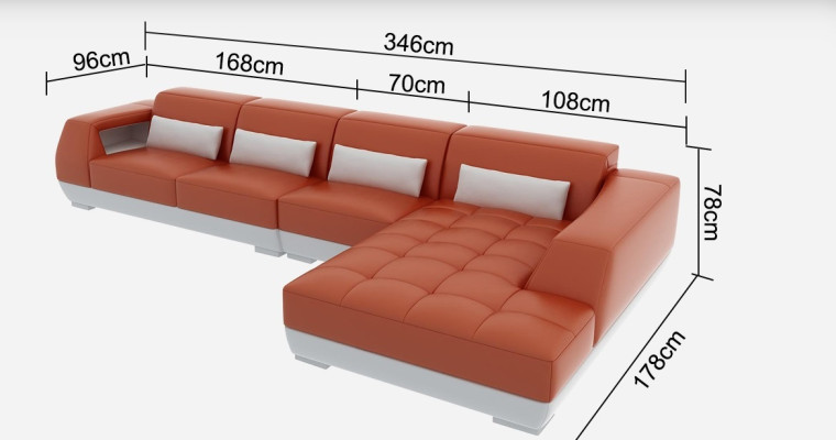 Skórzana sofa Narożnikowa kanapa + USB Ustawić Żywy krajobraz Podkładka Sofa w kształcie litery L G8024C