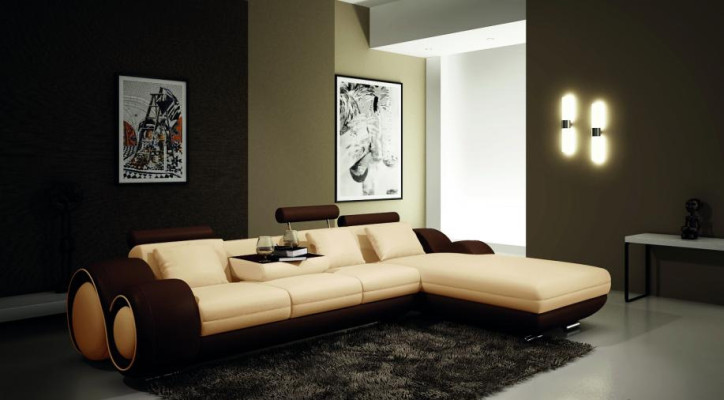 Opatentowana konstrukcja Narożnikowa kanapa BERLINb Sofa + USB Podkładka Skóra Narożnik Żywy krajobraz
