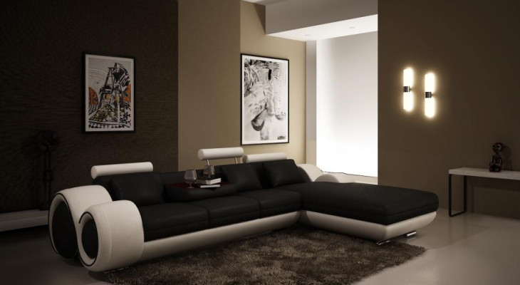 Opatentowana konstrukcja Narożnikowa kanapa BERLINb Sofa + USB Podkładka Skóra Narożnik Żywy krajobraz