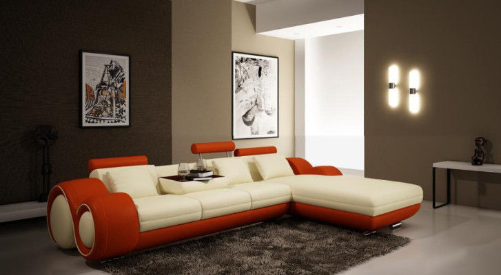 Opatentowana konstrukcja Narożnikowa kanapa Sofa + USB,Podkładka Skóra Narożnik BERLINo Żywy krajobraz