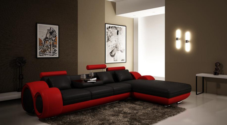 Opatentowana konstrukcja Narożnikowa kanapa Sofa +USB,Podkładka Skóra Narożnik BERLIN Żywy krajobraz