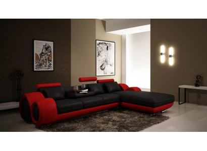 Opatentowana konstrukcja Narożnikowa kanapa Sofa + USB,Podkładka Skóra Narożnik Żywy krajobraz BERLIN