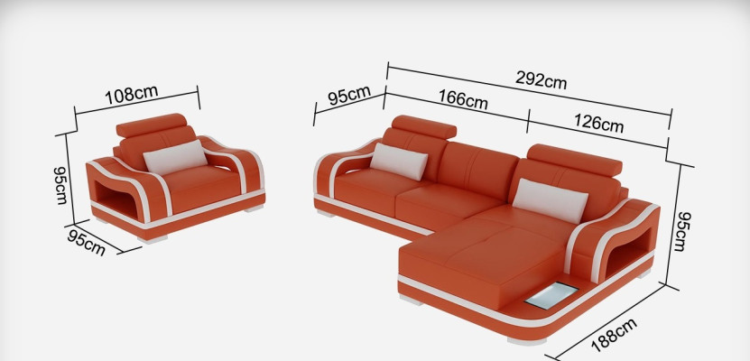 Skórzana sofa kanapa Żywy krajobraz Narożnikowa kanapa + Fotel Narożnik Ustawić Modern G8030E