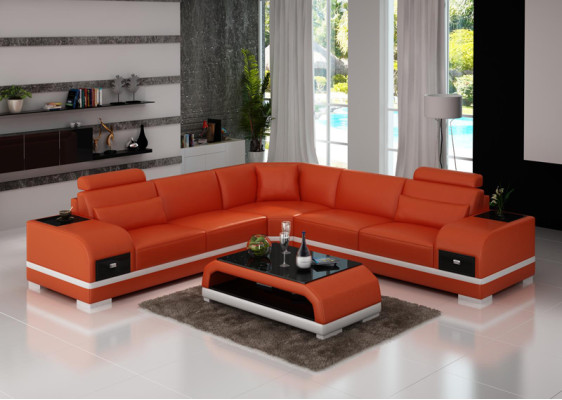 Skórzana sofa kanapa Żywy krajobraz Narożnik kanapa Narożnik Ustawić Design Modern Sofa G8013B