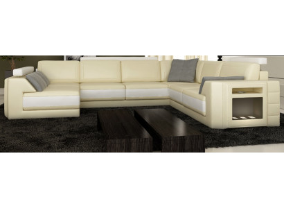 Designerska sofa z USB Narożnikowa kanapa Kanapa Skórzana sofa Podkładka Siedziba Narożnik Ustaw +światło