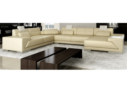 Skórzana sofa z USB Couch Podkładka Narożnik Żywy krajobraz Narożnikowa kanapa Design Skóra New LED