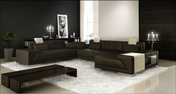 Sofa skórzana sofa z kanapą USB designerska sofa w kształcie litery U Zestaw narożny tapicerowany narożnik XXL duży