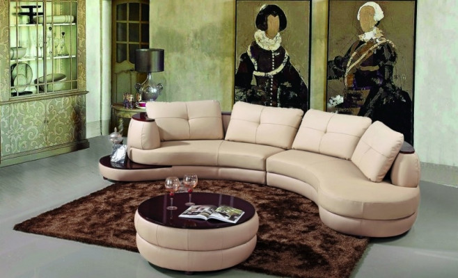 Projektant Okrągły USB Narożnikowa kanapa Żywy krajobraz Sofa okrągła Sofa skórzana Kanapa Sofa w kształcie litery U