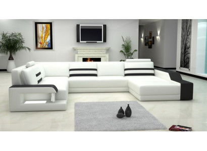 Skórzana Sofa Sofa Kanapa Podkładka Narożnikowa kanapa Big Ustawić Żywy krajobraz Sofas z USB