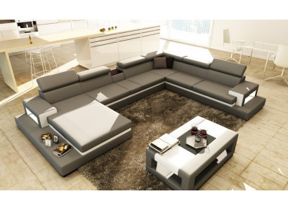 Skórzana sofa z USB, sofa Narożnikowa kanapa kanapa w kształcie litery U Żywy krajobraz projektant Siedziba Narożnik