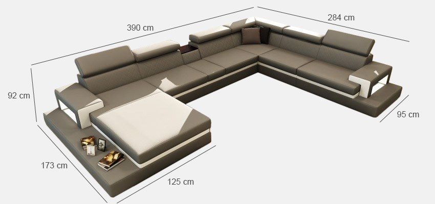 Skórzana sofa z USB, sofa Narożnikowa kanapa kanapa w kształcie litery U Żywy krajobraz projektant Siedziba Narożnik