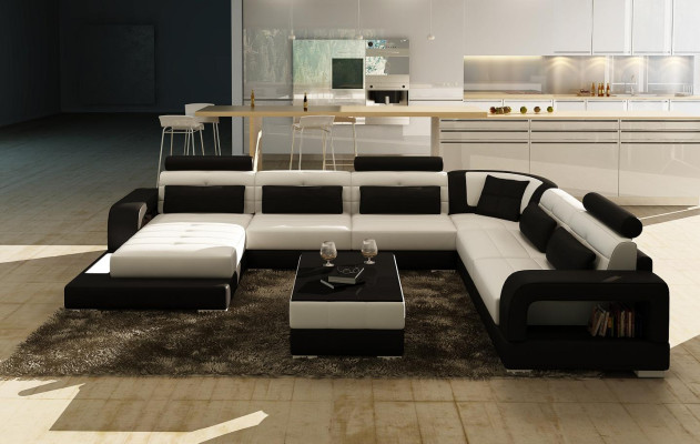 XXL Duża Żywy krajobraz Sofa z USB Podkładka Skóra Sofa Ustawić Kanapy Light