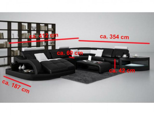 Wielofunkcyjna duża skórzana sofa XXL z USB, Narożnik Żywy krajobraz Narożnikowa kanapa Podkładka