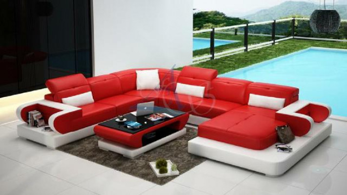 Narożnik kanapa kanapa funkcjonalna sofa + USB U kształt sztuczna skóra beżowa funkcja spania