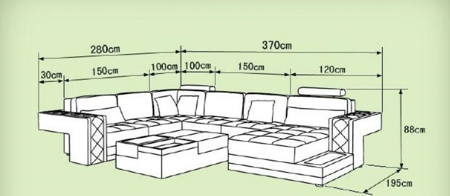 Designerska skórzana sofa Narożnikowa kanapa narożnik Podkładka sofa Narożnik USB + LED Żywy krajobraz