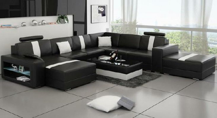 Narożnikowa kanapa Podkładka +USB Designerska Sofa Kanapa Modernde Sofy U Shape Skóra Zestaw narożny