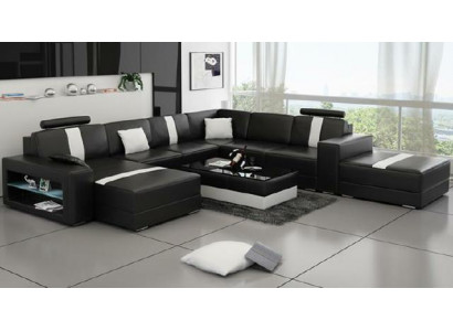 Narożnikowa kanapa Podkładka +USB Designerska Sofa Kanapa Modernde Sofy U Shape Skóra Zestaw narożny