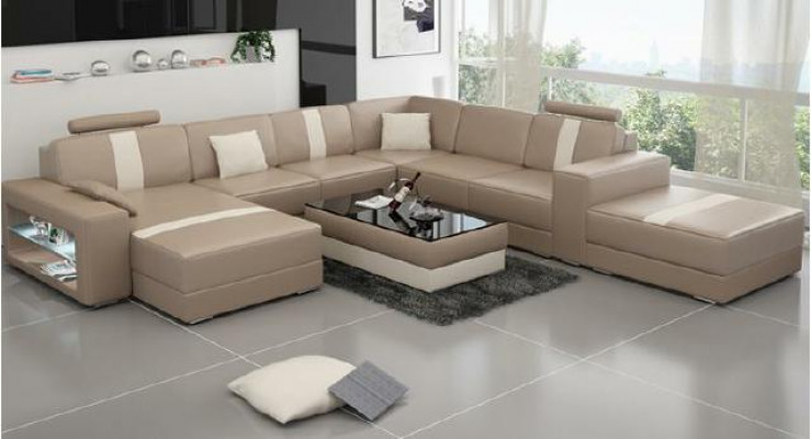 Narożnikowa kanapa Podkładka +USB Designerska Sofa Kanapa Modernde Sofy U Shape Skóra Zestaw narożny