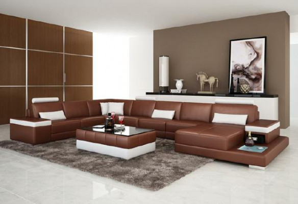 Żywy krajobraz Couch Podkładka Narożnik Ustawić Designerska Sofa Skórzana Duża Sofa z USB