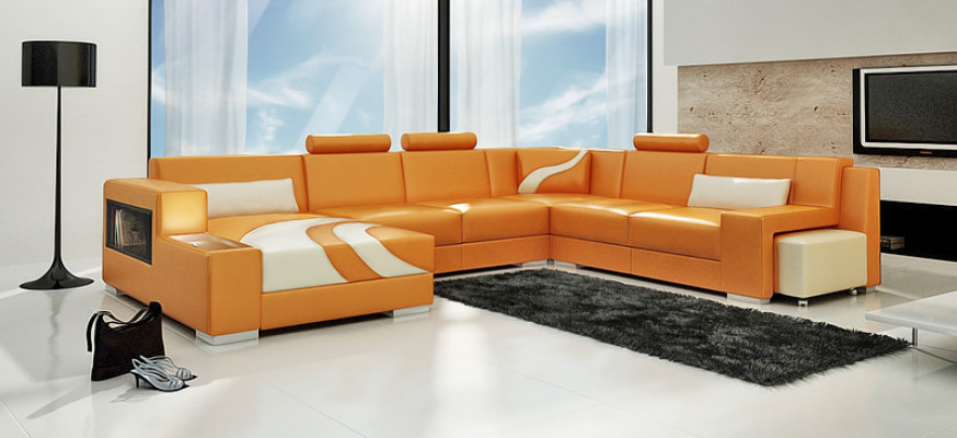Narożnikowa kanapa Podkładka Designerska Sofa Zestaw narożny Couch Modernde Sofy U Shape Skóra +USB